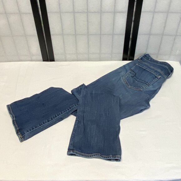 High Rise Slim Flared Kick Faded Denim Jeans American Eagle Next Level Stretch - Picture 11 of 15